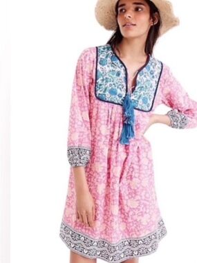 SZ Blockprint Kitty Dress/ Coverup Pink Printed Boho Tunic Dress